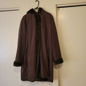 Warm reversible brown coat